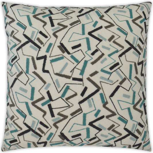 Riker by DV Kap Home in turquoise, teal, mist, gray. Made from 33% viscose, 27% polyester, 27% linen, 13% acrylic in a modern style.