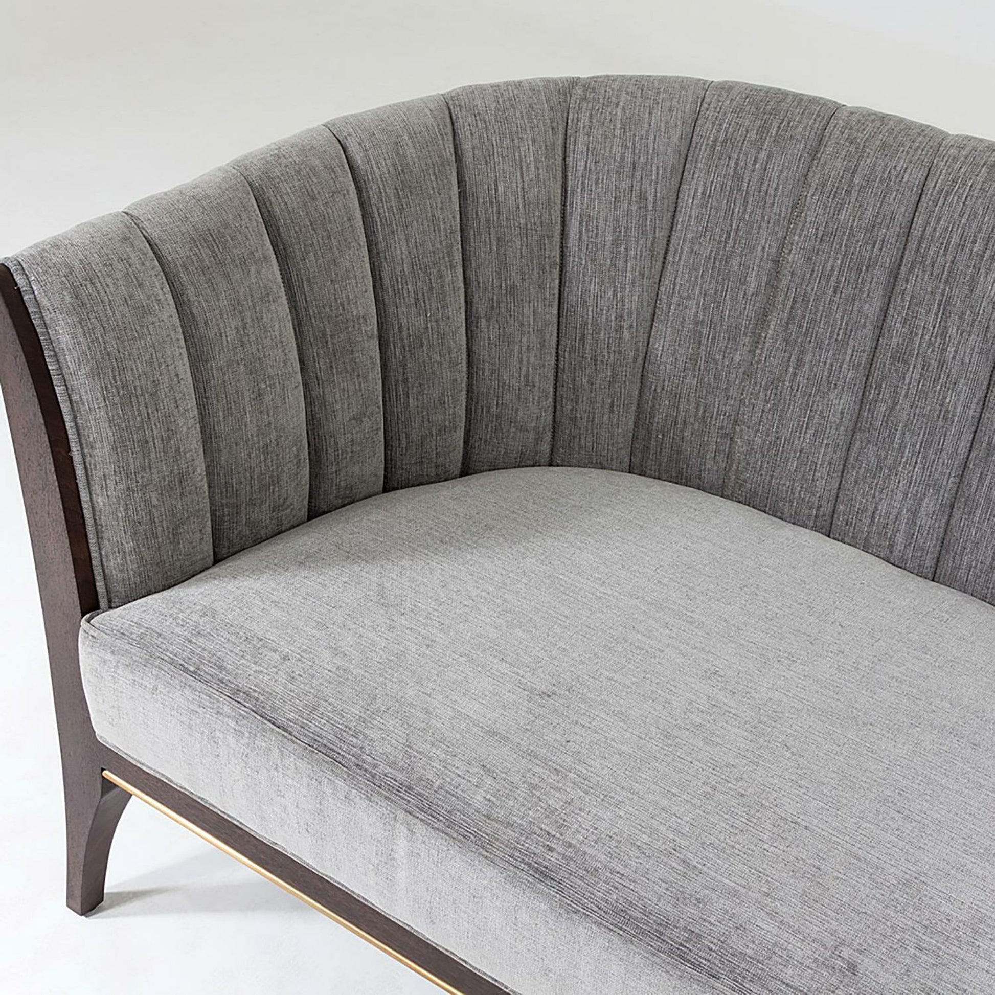 Channel Back Sofa by Global Views. Made from solid walnut, fabric, wood, 100% cotton, double rub: 50,000 in a modern style.