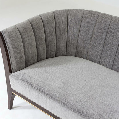 Channel Back Sofa by Global Views. Made from solid walnut, fabric, wood, 100% cotton, double rub: 50,000 in a modern style.