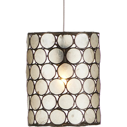 Regatta Round 7-Light Multi-Drop Pendant by Currey and Company in cupertino, silver. Made from cupertino, iron, capiz shell in a modern style.