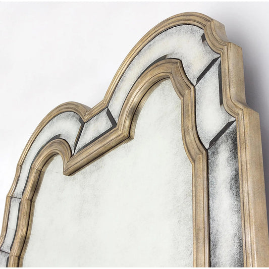 Palace Passage Mirror by Global Views in silver leaf. Made from poplar, antique beveled mirror in a traditional style.