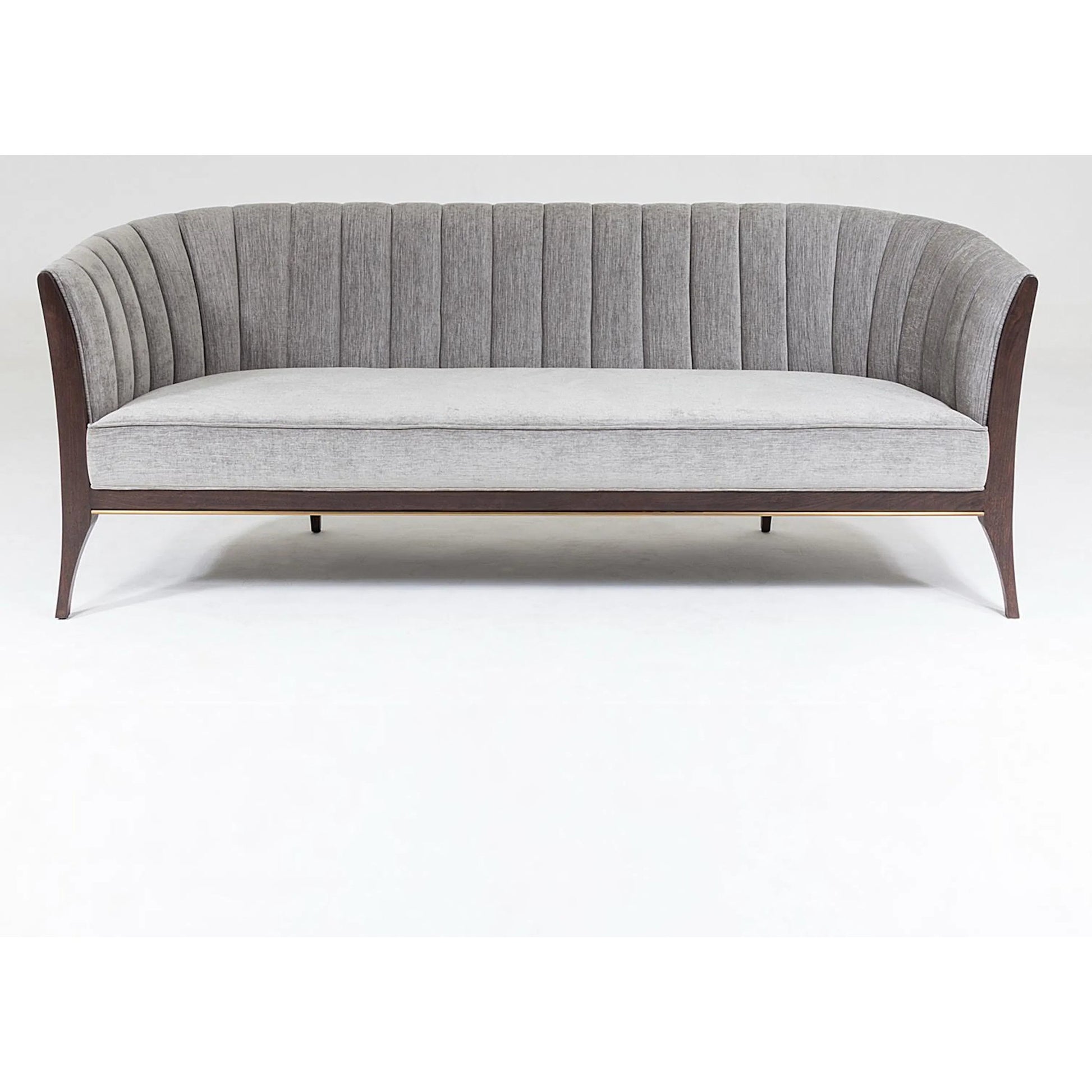 Channel Back Sofa by Global Views. Made from solid walnut, fabric, wood, 100% cotton, double rub: 50,000 in a modern style.