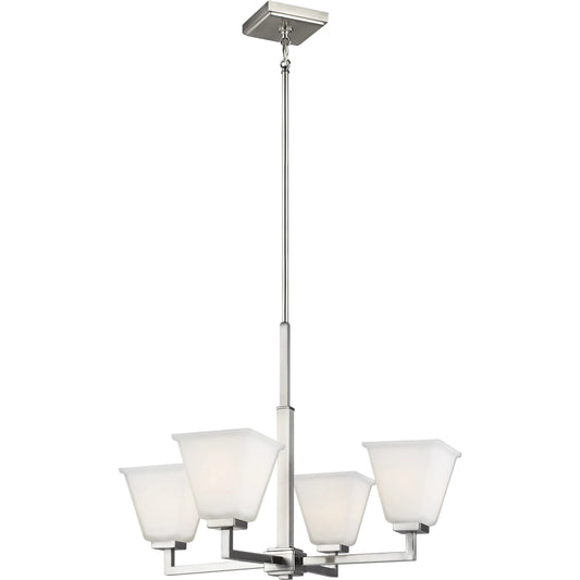 Ellis Harper Four Light Chandelier by Visual Comfort & Co. in brushed nickel. Made from steel in a unique style.