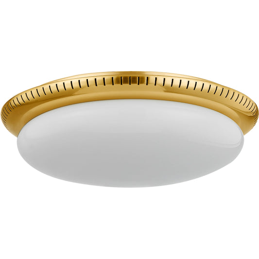 North Castle Flush Mount by Hudson Valley in aged brass. Made from steel in a unique style.