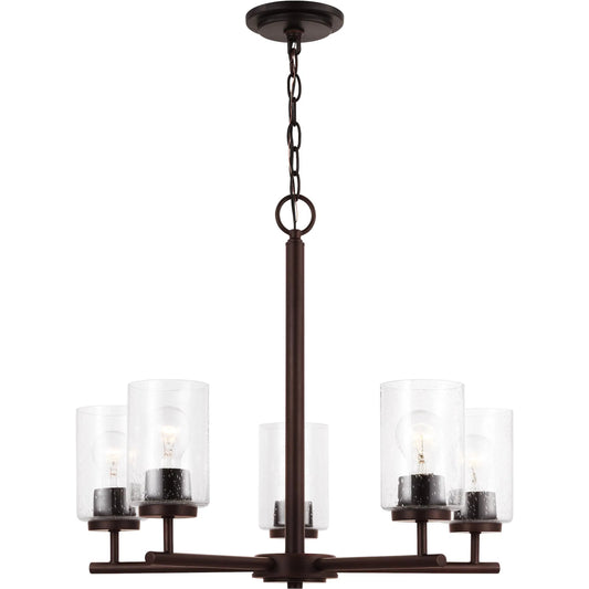 Oslo Clear Five Light Chandelier by Visual Comfort & Co. in bronze. Made from steel in a transitional style.