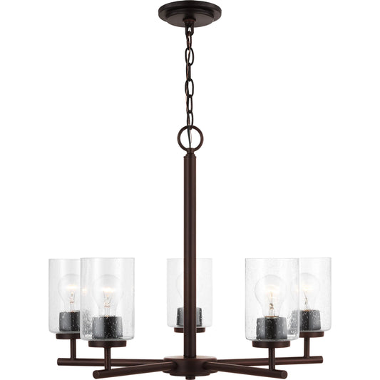 Oslo Five Light Chandelier by Visual Comfort & Co. in bronze. Made from steel in a unique style.