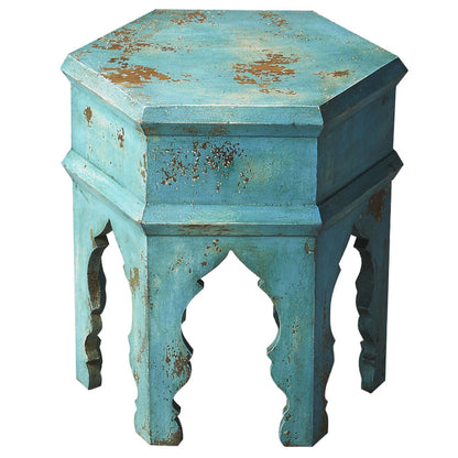 Tangiers Solid Wood Bunching Table by Butler Specialty Company in blue and artifacts. Made from mango wood in a coastal style.