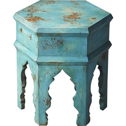 Tangiers Solid Wood Bunching Table by Butler Specialty Company in blue and artifacts. Made from mango wood in a coastal style.