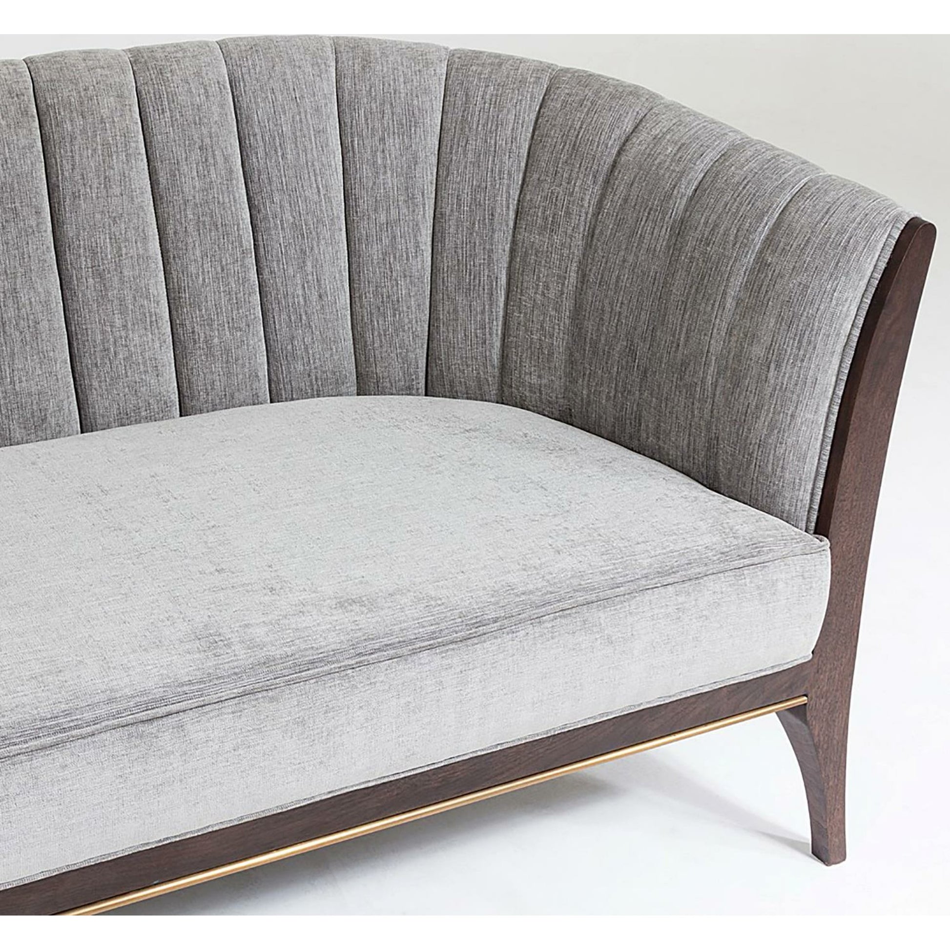 Channel Back Sofa by Global Views. Made from solid walnut, fabric, wood, 100% cotton, double rub: 50,000 in a modern style.