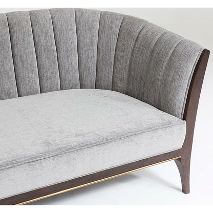 Channel Back Sofa by Global Views. Made from solid walnut, fabric, wood, 100% cotton, double rub: 50,000 in a modern style.
