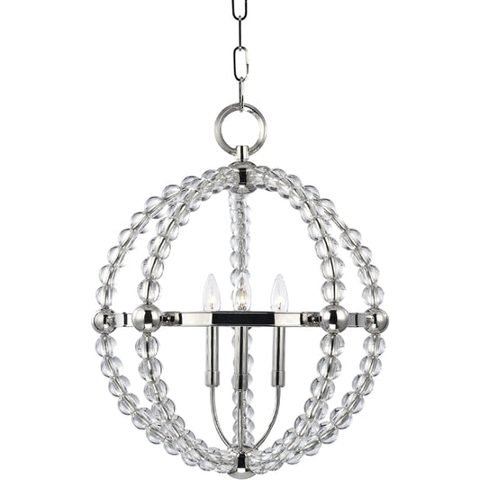 Danville Pendant Light by Hudson Valley in polished nickel. Made from brass in a transitional style.