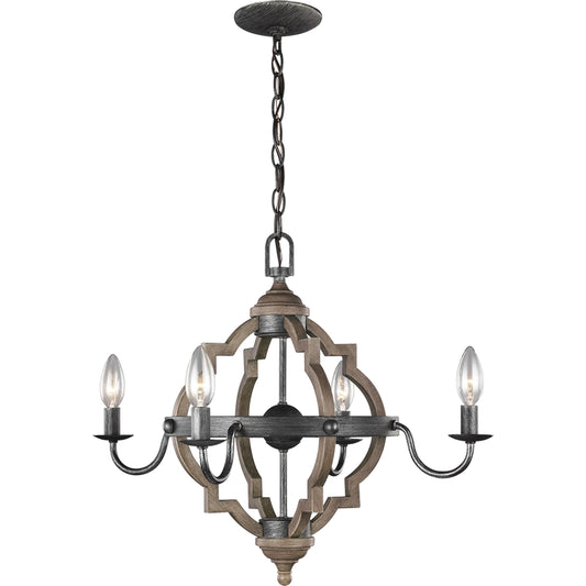Socorro Four Light Chandelier by Visual Comfort & Co. in stardust. Made from steel in a unique style.