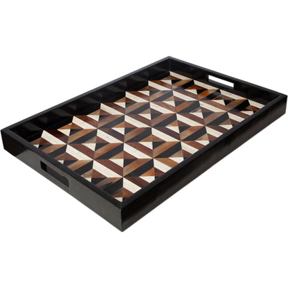 Triangle Marquetry Tray by Global Views. Made from born, horn, resin in a modern style.