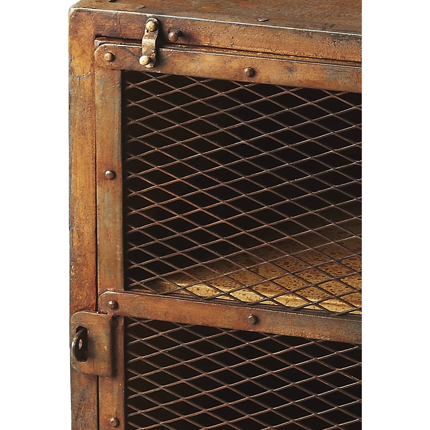 004 O-BUTLER-3132025 | Additional Silo | Lucas Industrial Chic Chairside Chest by Butler Specialty Company in medium brown and metalworks. Made from iron in a modern style.