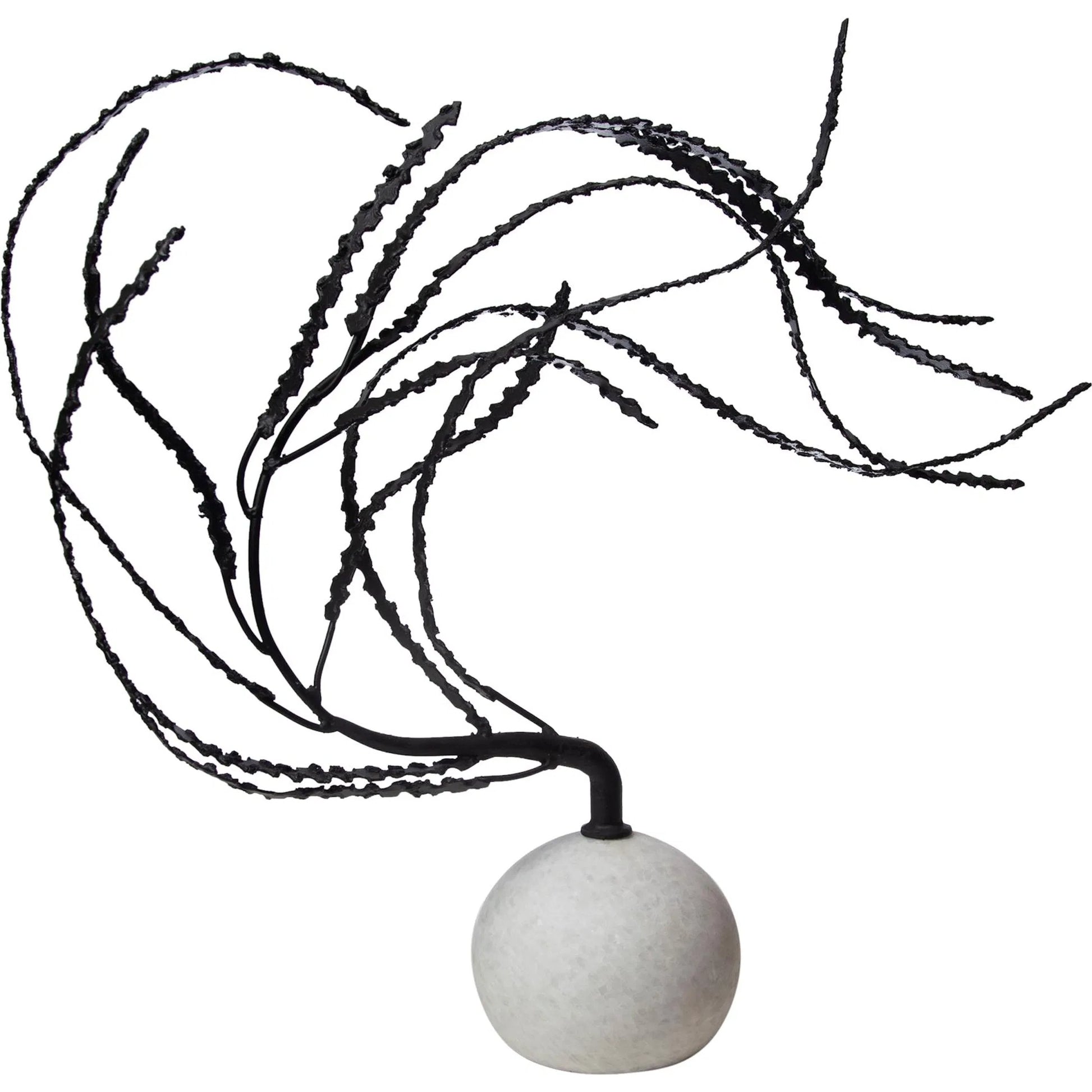 Thistle Sculpture by Global Views in black. Made from iron, white marble in a eclectic & global style.