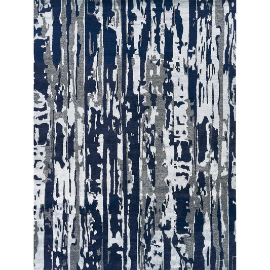 Carrina 3135 Rug by Exquisite Rugs in navy, silver. Made from wool, bamboo silk in a unique style.