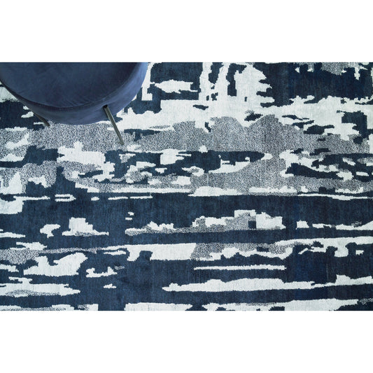 Carrina 3135 Rug by Exquisite Rugs in navy, silver. Made from wool, bamboo silk in a unique style.