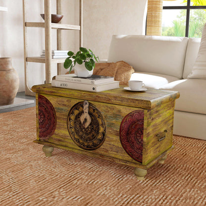 Mesa Carved Wood Trunk Cocktail Table by Butler Specialty Company in assorted and artifacts. Made from wood in a coastal style.