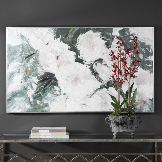 Sweetbay Magnolias Hand Painted Art by Uttermost in multi. Made from fir wood, canvas, pu leather in a coastal style.