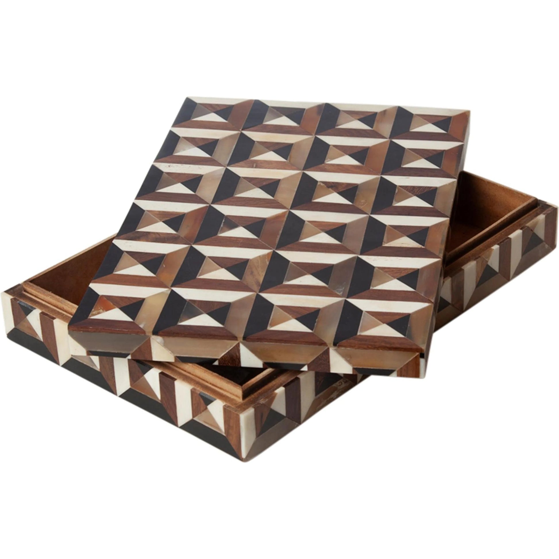 Triangle Marquetry Box by Global Views in natural. Made from unique in a modern style.