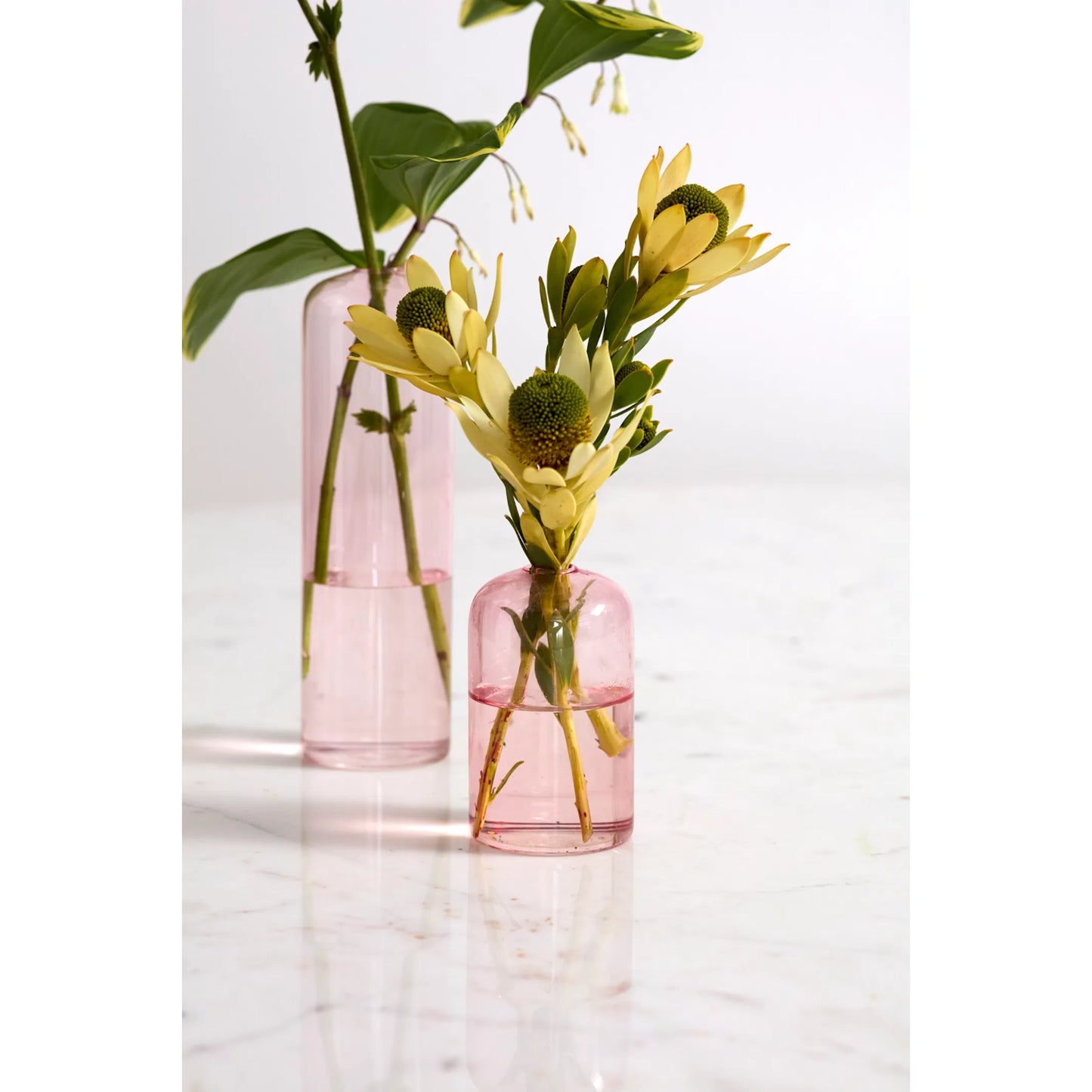 002 SI-2539752 | Lifestyle | Highball Budvase 4 (Set of 4) by Accent Decor in pink. Made from glass in a unique style.