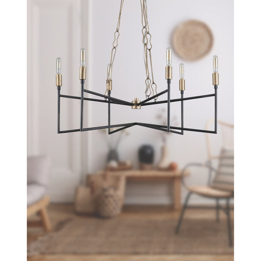 Bodie Chandelier by Varaluz in havana gold, carbon. Made from unique in a eclectic & global style.