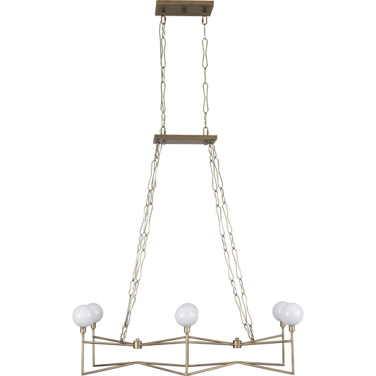 Bodie Linear Pendant with Glossy Opal Glass by Varaluz in havana gold. Made from glossy opal white in a modern style.