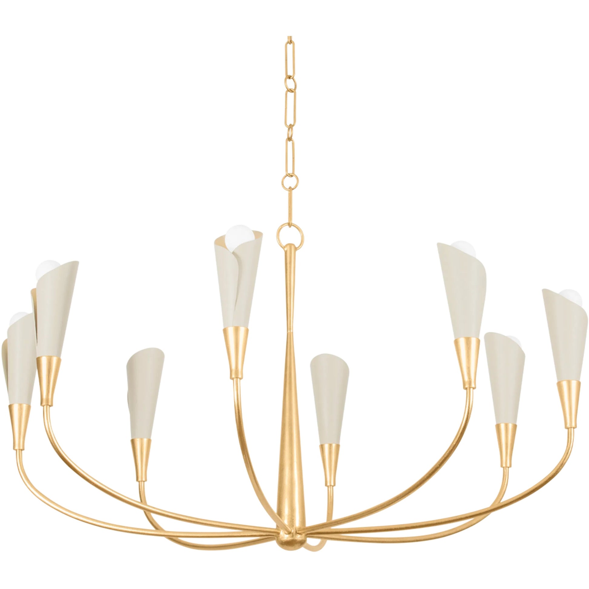 Montrose 8-Light Chandelier by Hudson Valley in vintage gold leaf, soft sand. Made from iron in a modern style.