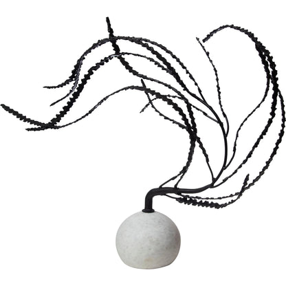 Thistle Sculpture by Global Views in black. Made from iron, white marble in a eclectic & global style.