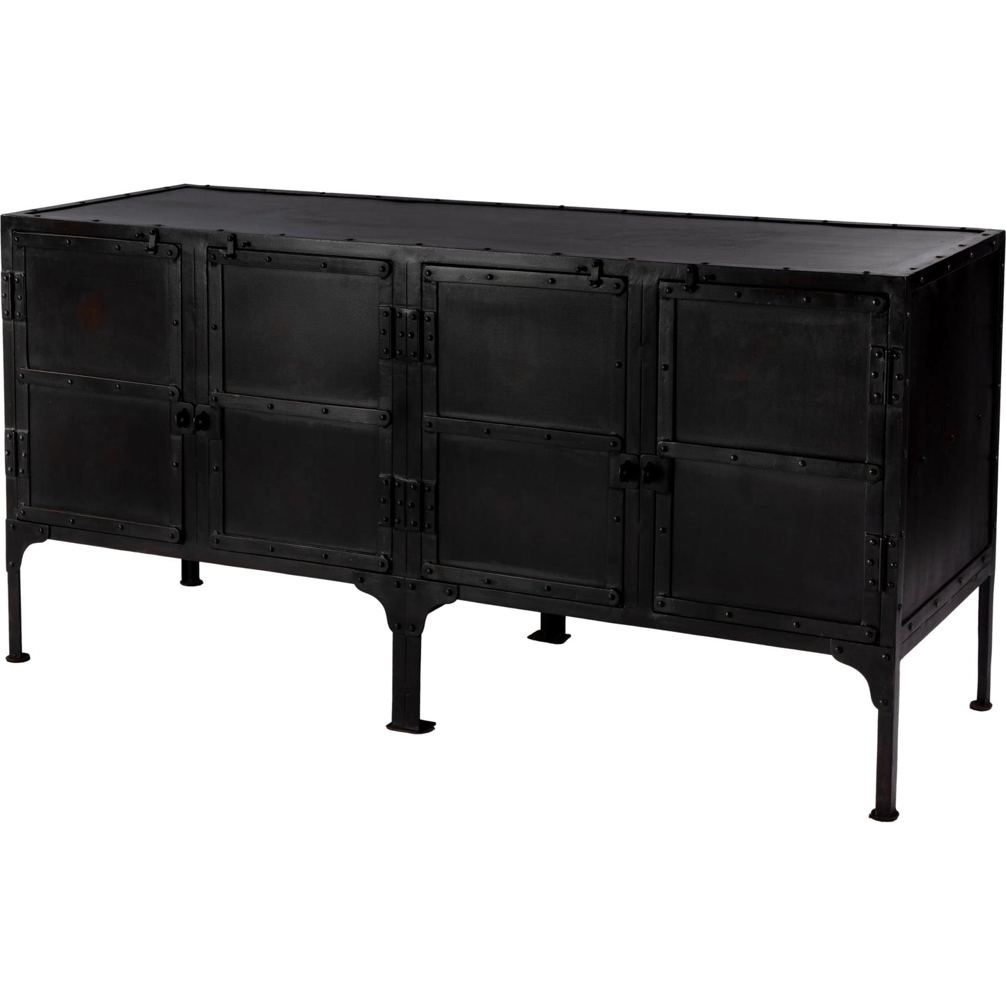 001 O-BUTLER-3164025 | Primary Silo | Owen Industrial Chic Console Cabinet by Butler Specialty Company in black and metalworks. Made from iron in a modern style.