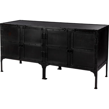 Owen Industrial Chic Console Cabinet by Butler Specialty Company in black and metalworks. Made from iron in a modern style.