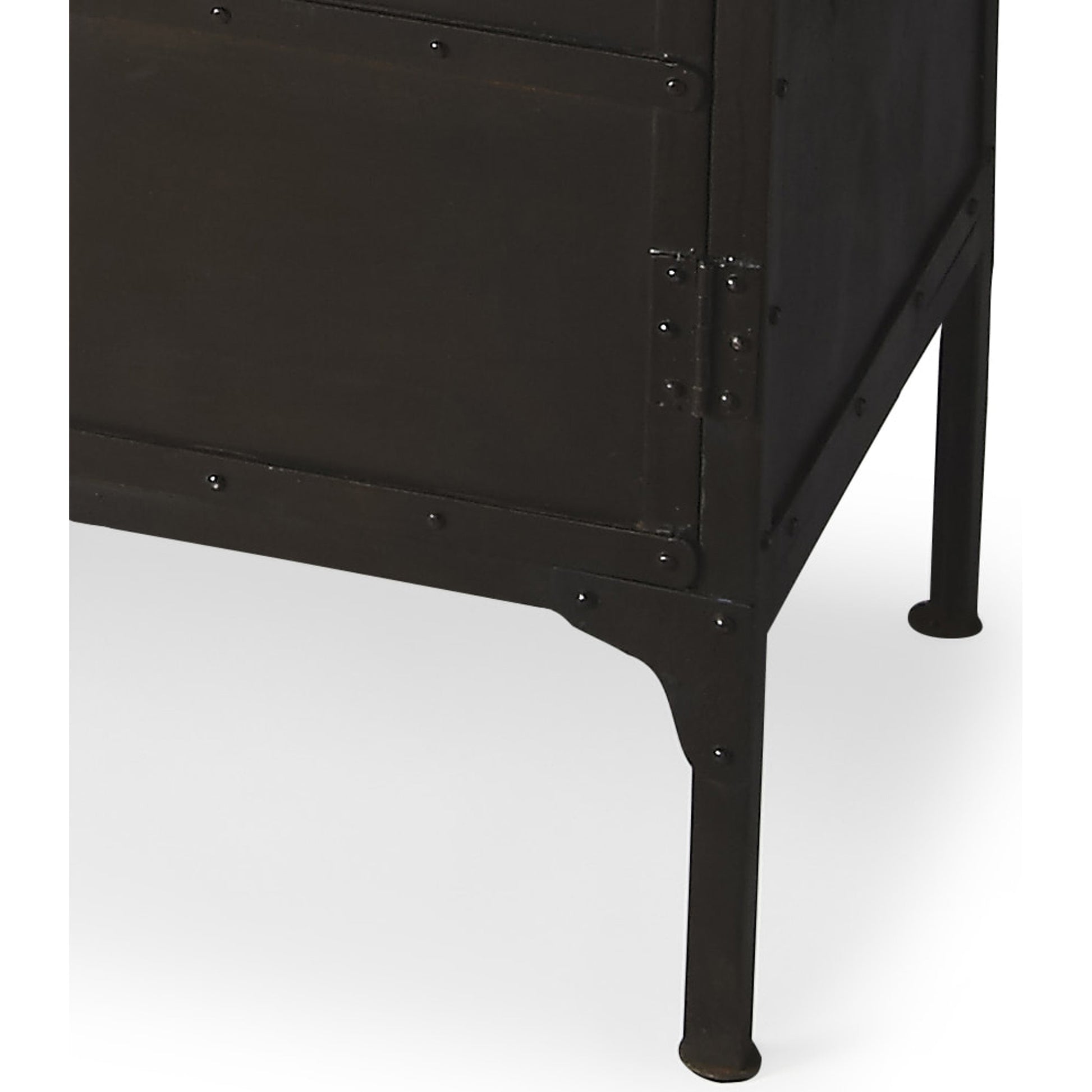 Owen Industrial Chic Console Cabinet by Butler Specialty Company in black and metalworks. Made from iron in a modern style.
