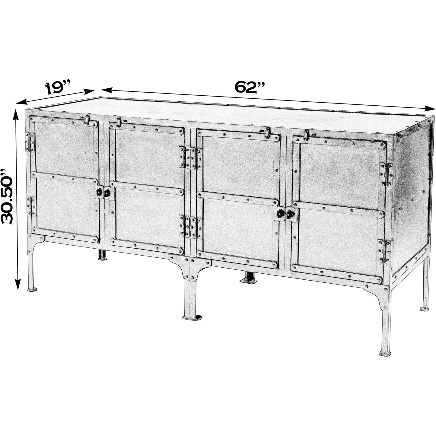 003 O-BUTLER-3164025 | Additional Silo | Owen Industrial Chic Console Cabinet by Butler Specialty Company in black and metalworks. Made from iron in a modern style.