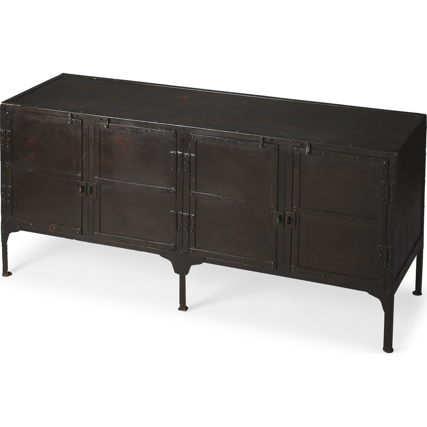 002 O-BUTLER-3164025 | Additional Silo | Owen Industrial Chic Console Cabinet by Butler Specialty Company in black and metalworks. Made from iron in a modern style.