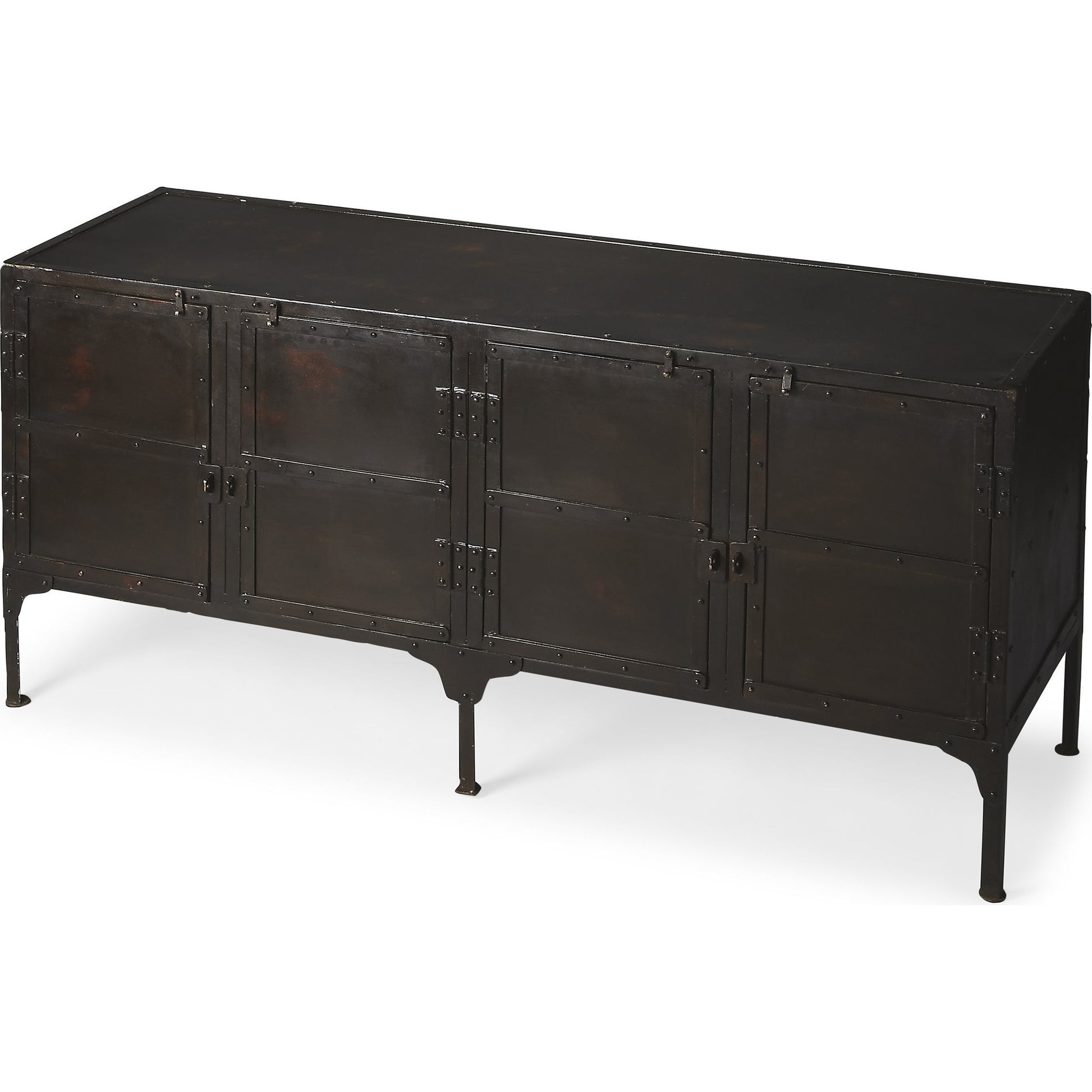 Owen Industrial Chic Console Cabinet by Butler Specialty Company in black and metalworks. Made from iron in a modern style.
