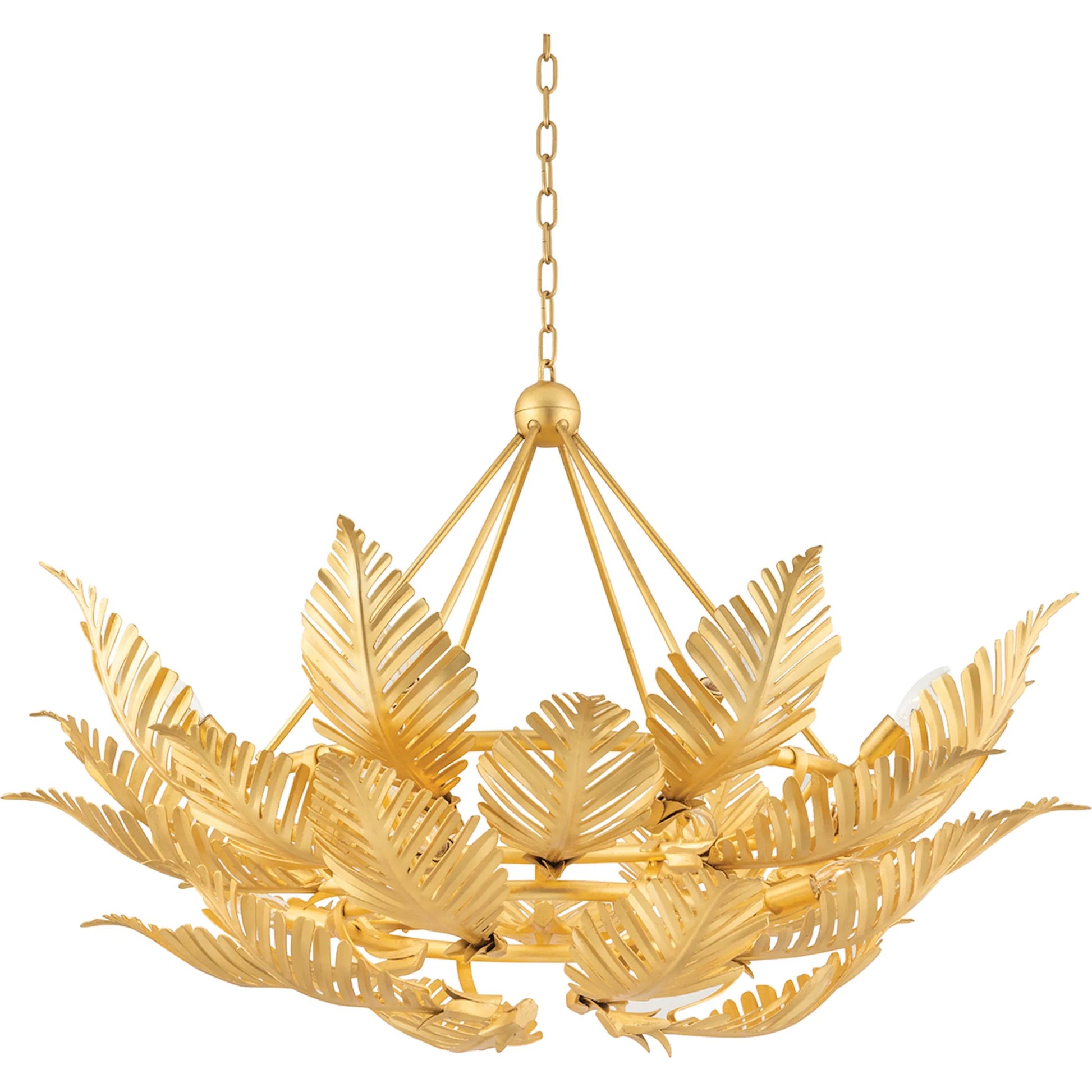 Tropicale Pendant by Corbett in gold leaf. Made from hand crafted iron in a coastal style.