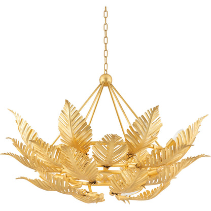 Tropicale Pendant by Corbett in gold leaf. Made from hand crafted iron in a coastal style.