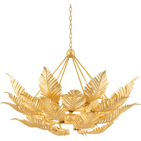 Tropicale Pendant by Corbett in gold leaf. Made from hand crafted iron in a coastal style.