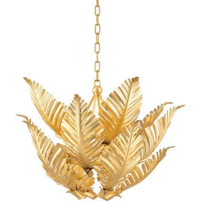Tropicale Pendant by Corbett in gold leaf. Made from hand crafted iron in a coastal style.