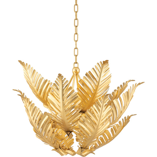 Tropicale Pendant by Corbett in gold leaf. Made from hand crafted iron in a coastal style.