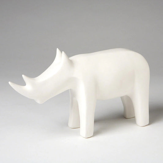 Rhino by Global Views in white. Made from ceramic in a eclectic & global style.