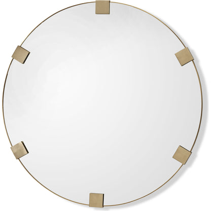 Nippon Round Mirror by Interlude Home in brushed brass. Made from stainless steel, mirror in a modern style.