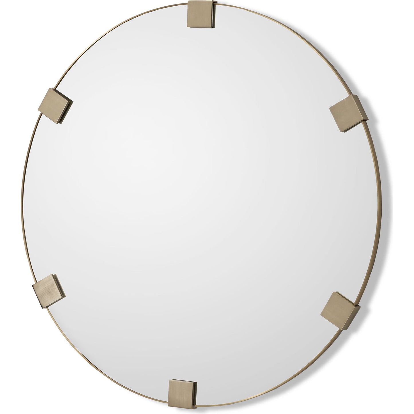 001 SR-904389 | Primary Silo | Nippon Round Mirror by Interlude Home in brushed brass. Made from stainless steel, mirror in a modern style.