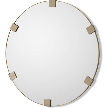 Nippon Round Mirror by Interlude Home in brushed brass. Made from stainless steel, mirror in a modern style.