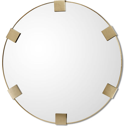 Nippon Round Mirror by Interlude Home in brushed brass. Made from stainless steel, mirror in a modern style.