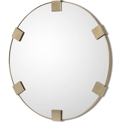 Nippon Round Mirror by Interlude Home in brushed brass. Made from stainless steel, mirror in a modern style.