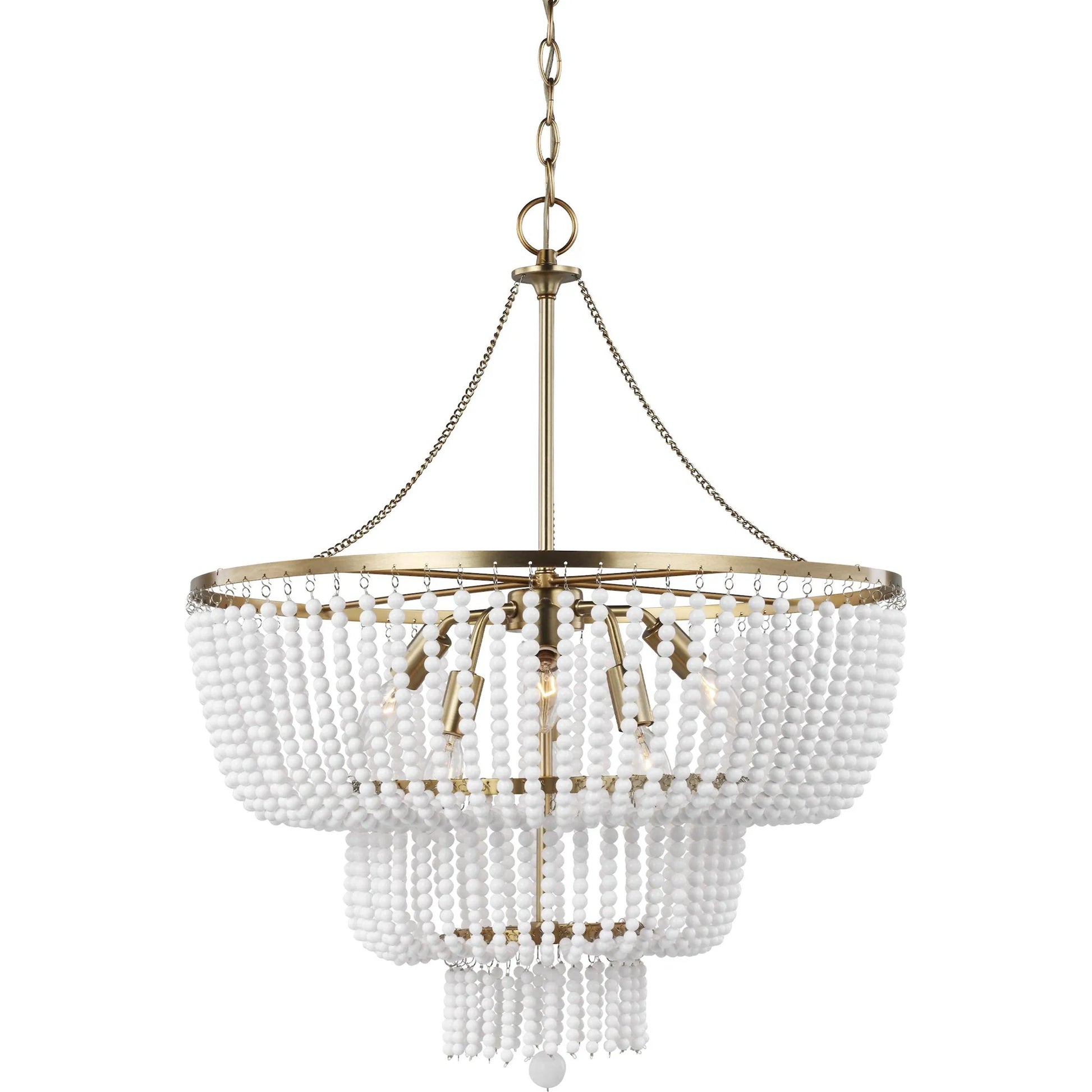 Jackie Six Light Chandelier by Visual Comfort & Co. in satin brass. Made from steel in a unique style.