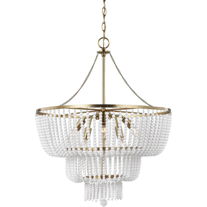 Jackie Six Light Chandelier by Visual Comfort & Co. in satin brass. Made from steel in a unique style.