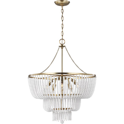 Jackie Six Light Chandelier by Visual Comfort & Co. in satin brass. Made from steel in a unique style.