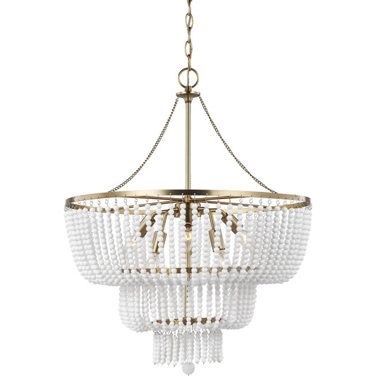Jackie Six Light Chandelier by Visual Comfort & Co. in satin brass. Made from steel in a traditional style.